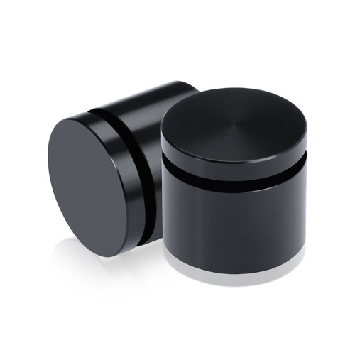 1-1/4'' Diameter X 3/4'' Barrel Length, Affordable Aluminum Standoffs, Black Anodized Finish Easy Fasten Standoff (For Inside / Outside use) [Required Material Hole Size: 7/16'']