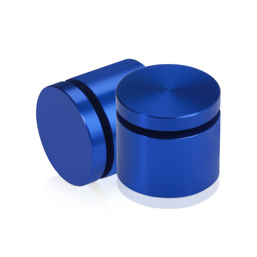 1-1/4'' Diameter X 3/4'' Barrel Length, Affordable Aluminum Standoffs, Blue Anodized Finish Easy Fasten Standoff (For Inside / Outside use) [Required Material Hole Size: 7/16'']