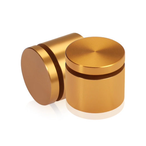 1-1/4'' Diameter X 3/4'' Barrel Length, Affordable Aluminum Standoffs, Gold Anodized Finish Easy Fasten Standoff (For Inside / Outside use) [Required Material Hole Size: 7/16'']