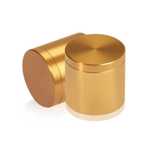 1-1/4'' Diameter X 1'' Barrel Length, Affordable Aluminum Standoffs, Gold Anodized Finish Easy Fasten Standoff (For Inside / Outside use) [Required Material Hole Size: 7/16'']