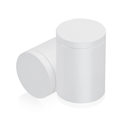 1-1/4'' Diameter X 1-1/2'' Barrel Length, Affordable Aluminum Standoffs, White Coated Finish Easy Fasten Standoff (For Inside / Outside use) [Required Material Hole Size: 7/16'']