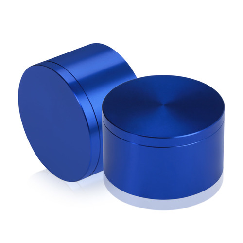 2'' Diameter X 1'' Barrel Length, Affordable Aluminum Standoffs, Blue Anodized Finish Easy Fasten Standoff (For Inside / Outside use) [Required Material Hole Size: 7/16'']