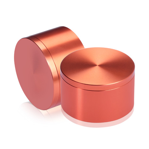 2'' Diameter X 1'' Barrel Length, Affordable Aluminum Standoffs, Copper Anodized Finish Easy Fasten Standoff (For Inside / Outside use) [Required Material Hole Size: 7/16'']
