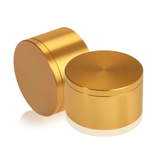2'' Diameter X 1'' Barrel Length, Affordable Aluminum Standoffs, Gold Anodized Finish Easy Fasten Standoff (For Inside / Outside use) [Required Material Hole Size: 7/16'']