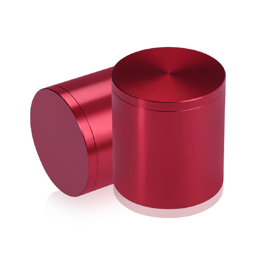 2'' Diameter X 2'' Barrel Length, Affordable Aluminum Standoffs, Cherry Red Anodized Finish Easy Fasten Standoff (For Inside / Outside use) [Required Material Hole Size: 7/16'']