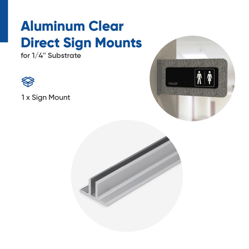48'' Length Clear Aluminum Direct Sign Mounts for 1/4'' Substrate (No pre-drilled holes, and No set screws)