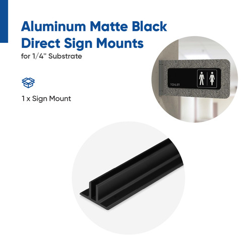 48'' Length Matte Black Aluminum Direct Sign Mounts for 1/4'' Substrate (No pre-drilled holes, and No set screws)