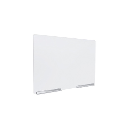 Clear Acrylic Sneeze Guard 30'' Wide x 20'' Tall, with (2) 10'' Clear Anodized Aluminum Channel Mounts