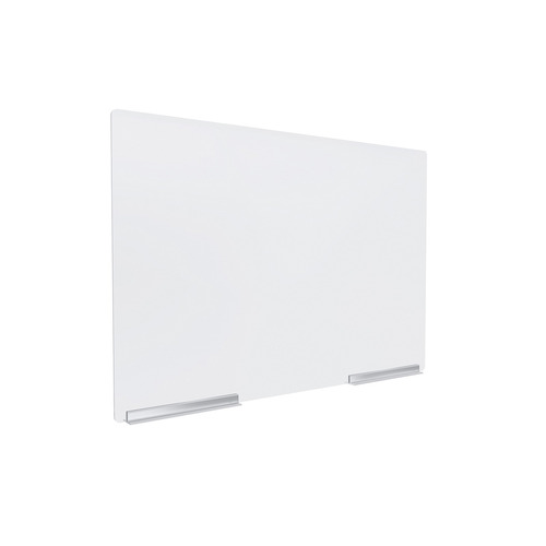 Clear Acrylic Sneeze Guard 35'' Wide x 23-1/2'' Tall, with (2) 10'' Clear Anodized Aluminum Channel Mounts