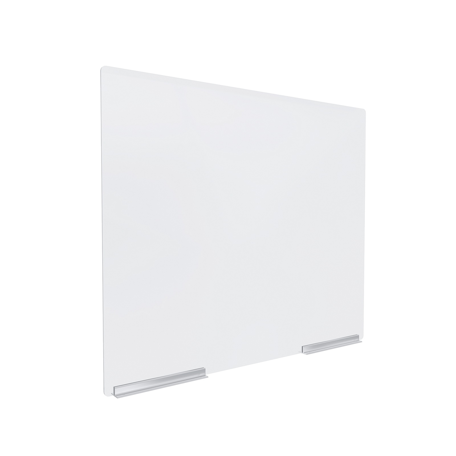Clear Acrylic Sneeze Guard 36'' Wide x 30'' Tall, with (2) 10'' Clear Anodized Aluminum Channel Mounts