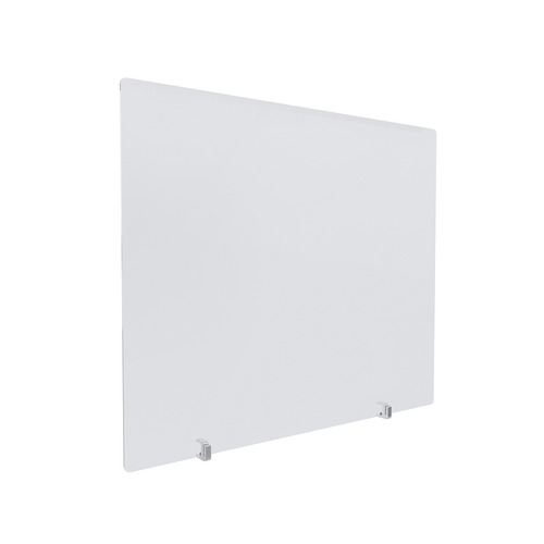 Clear Acrylic Sneeze Guard 36'' Wide x 30'' Tall, with (2) Clear Anodized Aluminum Front Gripping Counter Clamps (Clamp Material Accepted 1-1/2'' to 1-5/8'')