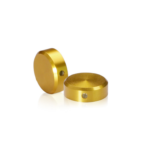 1/4-20 Threaded Locking Caps Diameter: 3/4'', Height: 1/4'', Gold Anodized Aluminum [Required Material Hole Size: 5/16'']