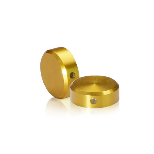 5/16-18 Threaded Locking Caps Diameter: 3/4'', Height: 3/8'', Gold Anodized Aluminum [Required Material Hole Size: 3/8'']