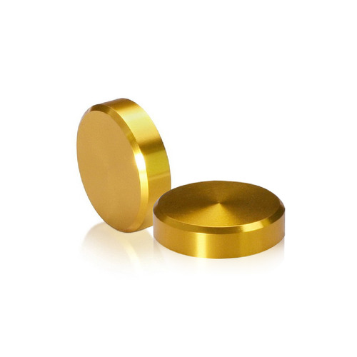 1/4-20 Threaded Caps Diameter: 1'', Height 1/4'', Gold Anodized Aluminum [Required Material Hole Size: 5/16'']