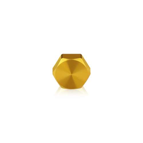 5/16-18 Threaded Hex 1'' Caps, Height: 3/8'', Gold Anodized Aluminum [Required Material Hole Size: 3/8'']