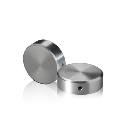 5/16-18 Threaded Locking Caps Diameter: 1'', Height: 5/16'', Brushed Satin Stainless Steel Grade 304 [Required Material Hole Size: 3/8'']