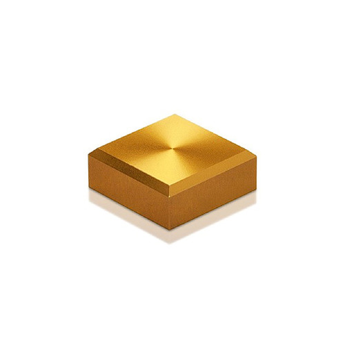 5/16-18 Threaded Square Caps: 1'', Height: 3/8'', Gold Anodized Aluminum [Required Material Hole Size: 3/8'']