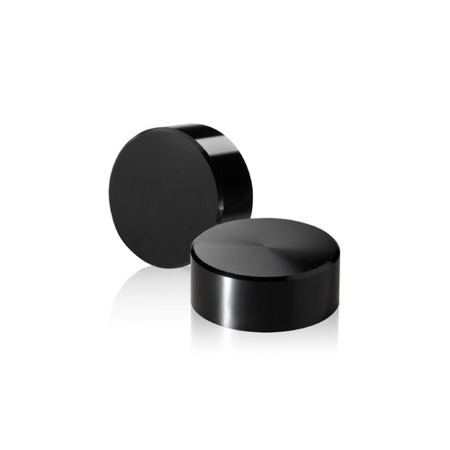 5/16-18 Threaded Caps Diameter: 1 1/4'', Height 1/2'', Black Anodized Aluminum [Required Material Hole Size: 3/8'']