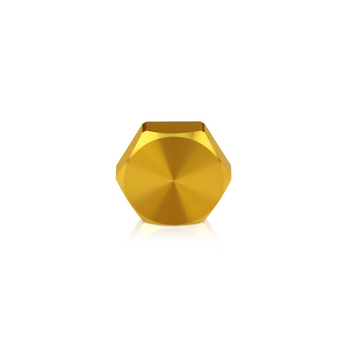 5/16-18 Threaded Hex 1-1/4'' Caps, Height: 3/8'', Gold Anodized Aluminum [Required Material Hole Size: 3/8'']