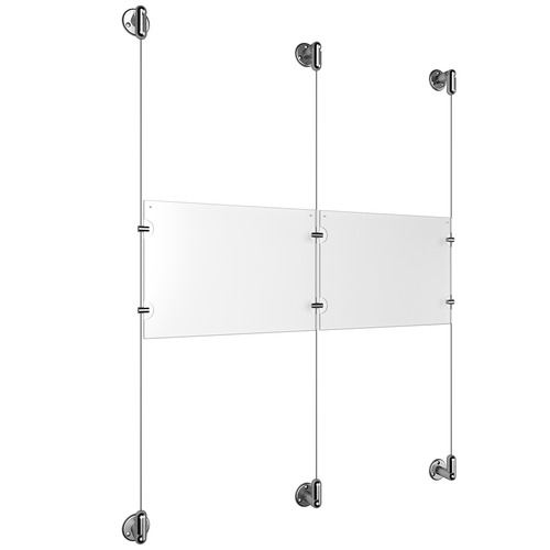 (2) 11'' Width x 8-1/2'' Height Clear Acrylic Frame & (3) Aluminum Clear Anodized Adjustable Angle Cable Systems with (4) Single-Sided Panel Grippers (2) Double-Sided Panel Grippers