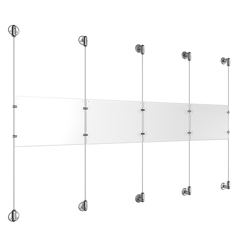 (4) 11'' Width x 8-1/2'' Height Clear Acrylic Frame & (5) Aluminum Clear Anodized Adjustable Angle Cable Systems with (4) Single-Sided Panel Grippers (18) Double-Sided Panel Grippers