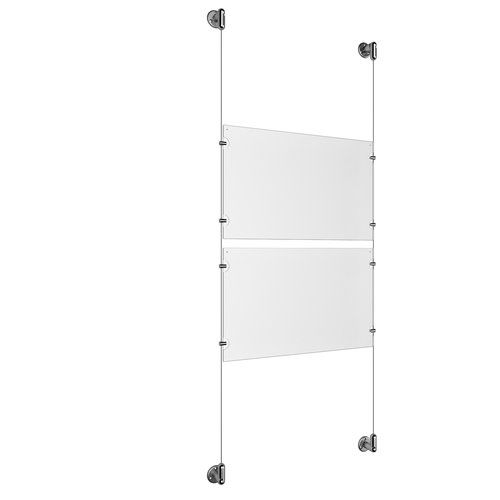 (2) 17'' Width x 11'' Height Clear Acrylic Frame & (2) Aluminum Clear Anodized Adjustable Angle Cable Systems with (8) Single-Sided Panel Grippers