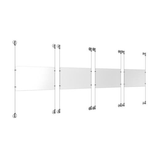 (4) 17'' Width x 11'' Height Clear Acrylic Frame & (8) Aluminum Clear Anodized Adjustable Angle Cable Systems with (16) Single-Sided Panel Grippers