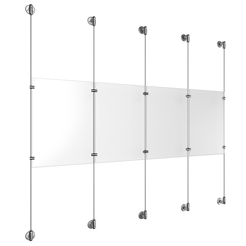 (4) 11'' Width x 17'' Height Clear Acrylic Frame & (5) Aluminum Clear Anodized Adjustable Angle Cable Systems with (4) Single-Sided Panel Grippers (6) Double-Sided Panel Grippers