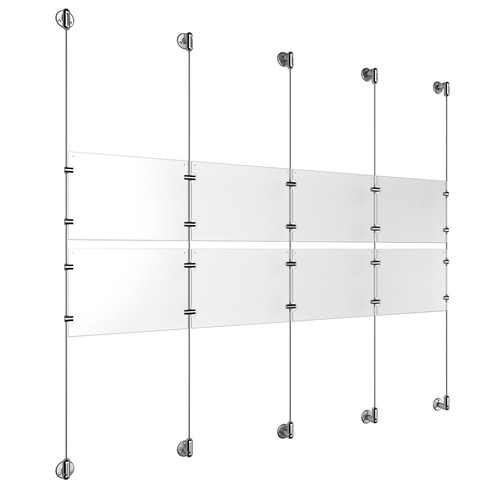 (8) 11'' Width x 8-1/2'' Height Clear Acrylic Frame & (5) Aluminum Clear Anodized Adjustable Angle Cable Systems with (8) Single-Sided Panel Grippers (18) Double-Sided Panel Grippers