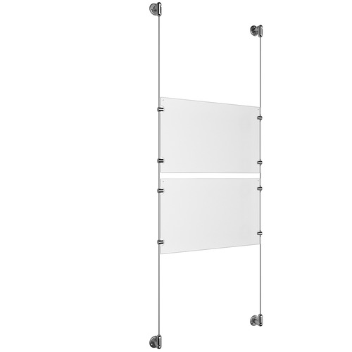 (2) 17'' Width x 11'' Height Clear Acrylic Frame & (2) Aluminum Clear Anodized Adjustable Angle Cable Systems with (8) Single-Sided Panel Grippers