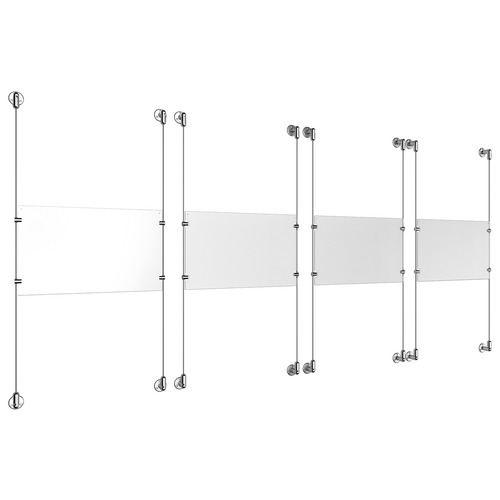 (4) 17'' Width x 11'' Height Clear Acrylic Frame & (8) Aluminum Clear Anodized Adjustable Angle Cable Systems with (16) Single-Sided Panel Grippers