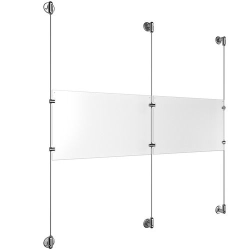 (2) 17'' Width x 11'' Height Clear Acrylic Frame & (3) Aluminum Clear Anodized Adjustable Angle Cable Systems with (4) Single-Sided Panel Grippers (2) Double-Sided Panel Grippers