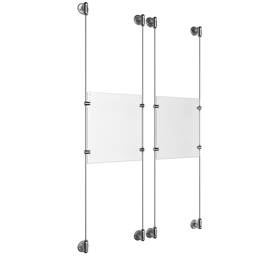 (2) 8-1/2'' Width x 11'' Height Clear Acrylic Frame & (4) Aluminum Clear Anodized Adjustable Angle Cable Systems with (8) Single-Sided Panel Grippers