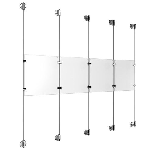 (4) 8-1/2'' Width x 11'' Height Clear Acrylic Frame & (5) Aluminum Clear Anodized Adjustable Angle Cable Systems with (4) Single-Sided Panel Grippers (6) Double-Sided Panel Grippers
