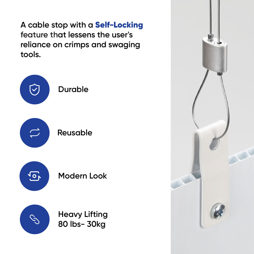 Aircraft Wire Cable Stop Clamp Adjuster Gripper Looper, Clear Anodized