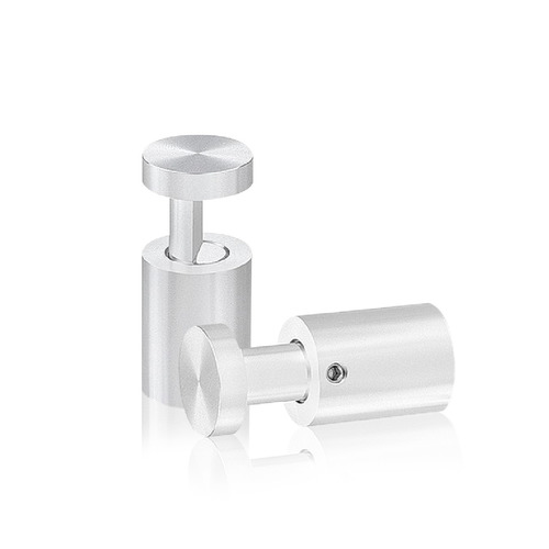 3/4'' Diameter X 1'' Barrel Length, Aluminum Clear Shiny Anodized Finish. Easy Fasten Adjustable Edge Grip Standoff (For Inside Use Only)