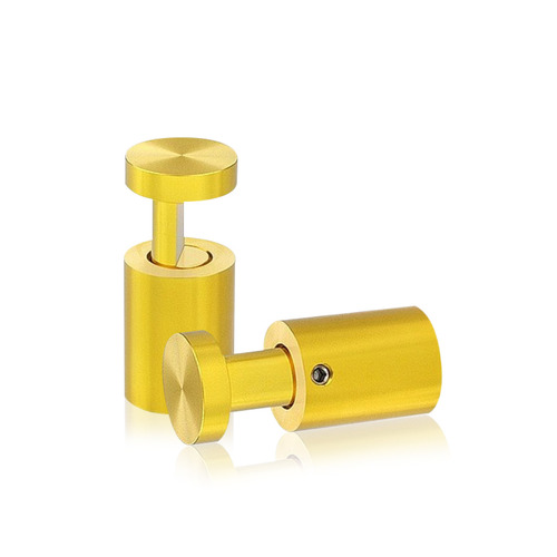 3/4'' Diameter X 1''  Barrel Length, Aluminum Gold Anodized Finish. Easy Fasten Adjustable Edge Grip Standoff (For Inside Use Only)
