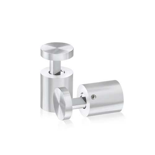 7/8'' Diameter X 1'' Barrel Length, Aluminum Clear Shiny Anodized Finish. Easy Fasten Adjustable Edge Grip Standoff (For Inside Use Only)