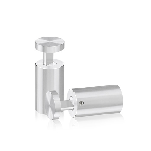7/8'' Diameter X 1-1/2'' Barrel Length, Aluminum Clear Shiny Anodized Finish. Easy Fasten Adjustable Edge Grip Standoff (For Inside Use Only)