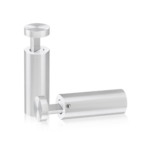 7/8'' Diameter X 2'' Barrel Length, Aluminum Clear Shiny Anodized Finish. Easy Fasten Adjustable Edge Grip Standoff (For Inside Use Only)