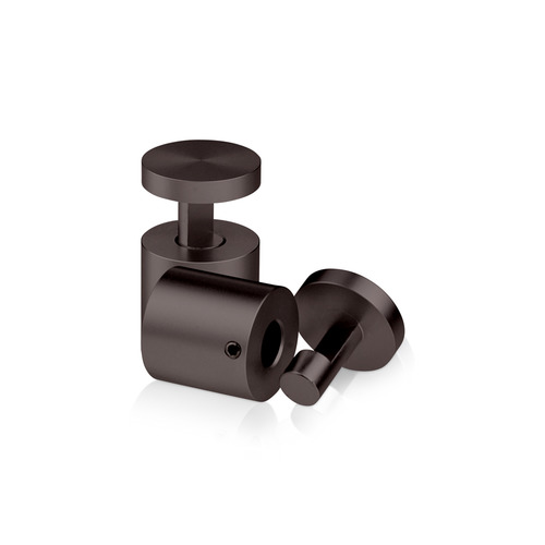 1'' Diameter X 1'' Barrel Length, AluminumBronze Anodized Finish. Easy Fasten Adjustable Edge Grip Standoff (For Inside Use Only)