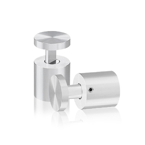 1'' Diameter X 1'' Barrel Length, Aluminum Clear Shiny Anodized Finish. Easy Fasten Adjustable Edge Grip Standoff (For Inside Use Only)