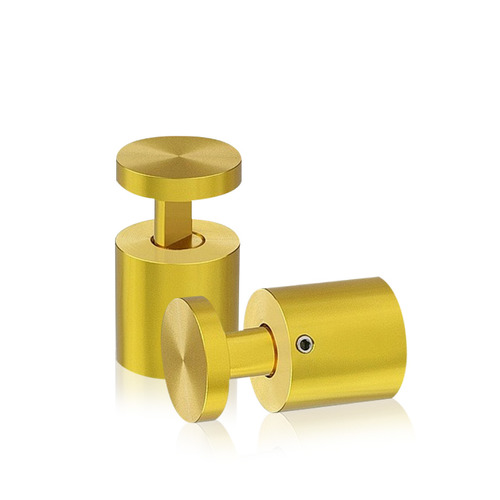 1'' Diameter X 1''  Barrel Length, Aluminum Gold Anodized Finish. Easy Fasten Adjustable Edge Grip Standoff (For Inside Use Only)
