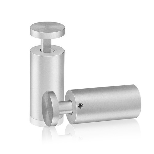 1'' Diameter X 2'' Barrel Length, Aluminum Clear Anodized Finish. Easy Fasten Adjustable Edge Grip Standoff (For Inside Use Only)