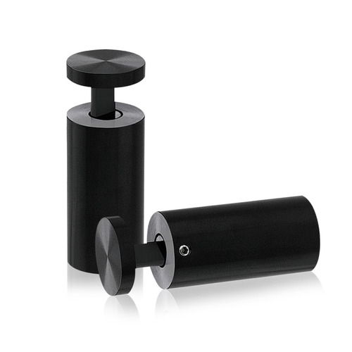 1'' Diameter X 2''  Barrel Length, Aluminum Black Anodized Finish. Easy Fasten Adjustable Edge Grip Standoff (For Inside Use Only)