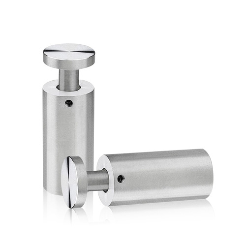 1'' Diameter X 2'' Barrel Length, Stainless Steel Satin Brushed Finish. Easy Fasten Adjustable Edge Grip Standoff (For Inside Use Only)