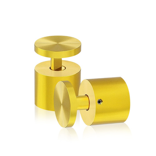 1-1/4'' Diameter X 1''  Barrel Length, Aluminum Gold Anodized Finish. Easy Fasten Adjustable Edge Grip Standoff (For Inside Use Only)