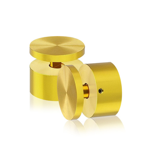 1-1/2'' Diameter X 3/4''  Barrel Length, Aluminum Gold Anodized Finish. Easy Fasten Adjustable Edge Grip Standoff (For Inside Use Only)