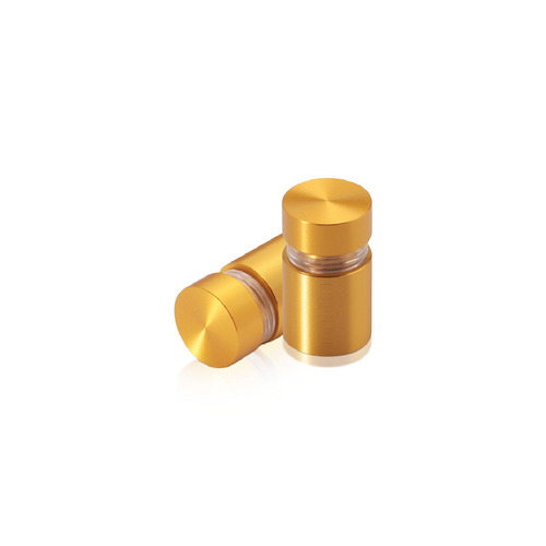 1/2'' Diameter X 1/2'' Barrel Length, Aluminum Flat Head Standoffs, Gold Anodized Finish Easy Fasten Standoff (For Inside / Outside use) Tamper Proof Standoff [Required Material Hole Size: 3/8'']
