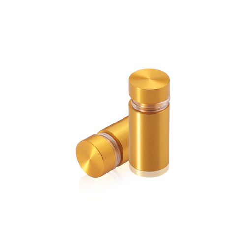 1/2'' Diameter X 3/4'' Barrel Length, Aluminum Flat Head Standoffs, Gold Anodized Finish Easy Fasten Standoff (For Inside / Outside use) Tamper Proof Standoff [Required Material Hole Size: 3/8'']